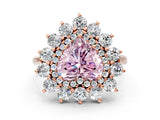 Rose gold Fancy Pink Heart Cut Diamond Floral Double Halo Engagement Ring with Prong Setting_24