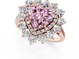 Rose gold Fancy Pink Heart Cut Diamond Floral Double Halo Engagement Ring with Prong Setting_25
