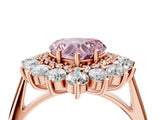 Rose gold Fancy Pink Heart Cut Diamond Floral Double Halo Engagement Ring with Prong Setting_28