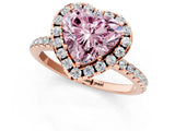 Rose gold Fancy Pink Heart  Cut Diamond Floral Halo Engagement Ring with Pavé Band and Prong Setting_38