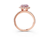 Rose gold Fancy Pink Heart  Cut Diamond Floral Halo Engagement Ring with Pavé Band and Prong Setting_40