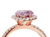Rose gold Fancy Pink Heart  Cut Diamond Floral Halo Engagement Ring with Pavé Band and Prong Setting_41