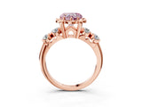 Rose gold Fancy Pink Heart  Cut Diamond Floral Halo Engagement Ring with Shared Prong Setting 4