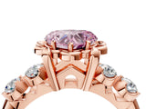 Rose gold Fancy Pink Heart  Cut Diamond Floral Halo Engagement Ring with Shared Prong Setting 5