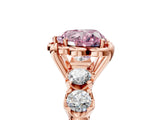 Rose gold Fancy Pink Heart  Cut Diamond Floral Halo Engagement Ring with Shared Prong Setting