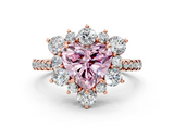 Rose gold Fancy Pink Heart  Cut Diamond Floral Halo Pave Band with Prong Setting_37