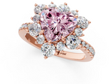 Rose gold Fancy Pink Heart  Cut Diamond Floral Halo Pave Band with Prong Setting_38