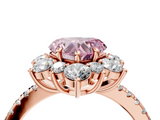 Rose gold Fancy Pink Heart  Cut Diamond Floral Halo Pave Band with Prong Setting_41