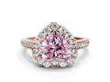 Rose gold Fancy Pink Heart Cut Diamond Floral Halo Ring with Pavé Band and Prong Setting_3