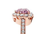 Rose gold Fancy Pink Heart Cut Diamond Floral Halo Ring with Pavé Band and Prong Setting_8