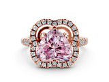 Rose gold Fancy Pink Heart Cut Diamond Floral Halo Split Shank Prong Setting Ring