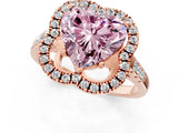 Rose gold Fancy Pink Heart Cut Diamond Floral Halo Split Shank Prong Setting Ring_1