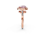 Rose gold Fancy Pink Heart Cut Diamond Floral Halo Split Shank Prong Setting Ring_2