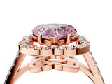 Rose gold Fancy Pink Heart Cut Diamond Floral Halo Split Shank Prong Setting Ring_4