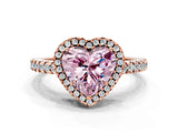 Rose gold Fancy Pink Heart Cut Diamond Halo Engagement Ring with Pavé Band and Prong Setting_27