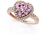 Rose gold Fancy Pink Heart Cut Diamond Halo Engagement Ring with Pavé Band and Prong Setting_28
