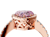 Rose gold Fancy Pink Heart Cut Diamond Halo Engagement Ring with Pavé Band and Prong Setting_31
