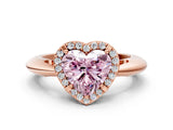 Rose gold Fancy Pink Heart  Cut Diamond Halo Engagement Ring with Split Shank and Four-Prong Setting_90