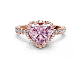 Rose gold Fancy Pink Heart Cut Diamond Halo Pave Band with Four-Prong Setting_3