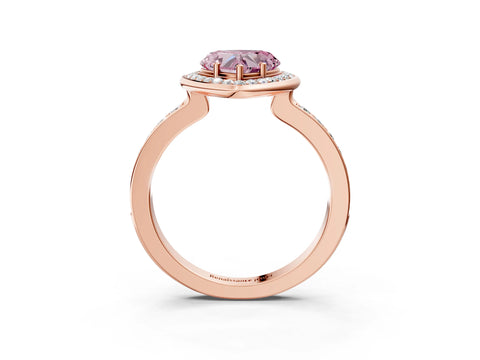 Rose gold Fancy Pink Heart Cut Diamond Halo Ring with Bezel Frame and Pavé Band_3