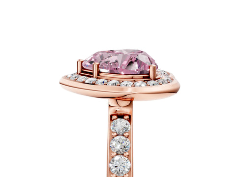 Rose gold Fancy Pink Heart Cut Diamond Halo Ring with Bezel Frame and Pavé Band_5