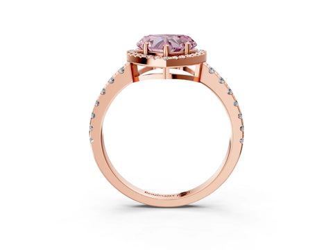 Rose gold Fancy Pink Heart Cut Diamond Halo Ring with Pavé Band and Four-Prong Setting_3