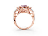 Rose gold Fancy Pink Heart Cut Diamond Halo Ring with Pavé Band and Four-Prong Setting_44