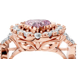 Rose gold Fancy Pink Heart Cut Diamond Halo Ring with Pavé Band and Four-Prong Setting_45