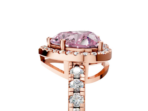 Rose gold Fancy Pink Heart Cut Diamond Halo Ring with Pavé Band and Four-Prong Setting_5
