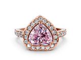 Rose gold Fancy Pink Heart Cut Diamond Halo Ring with Pavé Band and Prong Setting