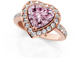 Rose gold Fancy Pink Heart Cut Diamond Halo Ring with Pavé Band and Prong Setting_1