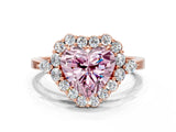 Rose gold Fancy Pink Heart Cut Diamond Halo Ring with Pear Side Stones and Prong Setting_68