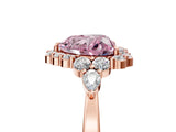 Rose gold Fancy Pink Heart Cut Diamond Halo Ring with Pear Side Stones and Prong Setting_73
