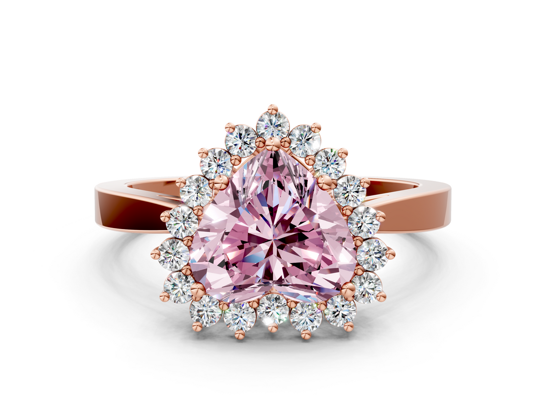 Rose gold Fancy Pink Heart  Cut Diamond Halo Ring with Round Brilliant Halo and Solitaire Band_73