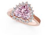 Rose gold Fancy Pink Heart  Cut Diamond Halo Ring with Round Brilliant Halo and Solitaire Band_74