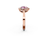 Rose gold Fancy Pink Heart  Cut Diamond Halo Ring with Round Brilliant Halo and Solitaire Band_75