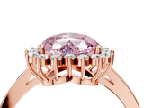 Rose gold Fancy Pink Heart  Cut Diamond Halo Ring with Round Brilliant Halo and Solitaire Band_77