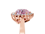 Rose gold Fancy Pink Heart  Cut Diamond Halo Ring with Round Brilliant Halo and Solitaire Band_78
