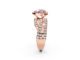 Rose gold Fancy Pink Heart Cut Diamond Halo Ring with Round Split Shank and Prong Setting_38
