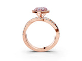 Rose gold Fancy Pink Heart Cut Diamond Halo Ring with Round Split Shank and Prong Setting_39