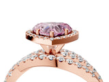 Rose gold Fancy Pink Heart Cut Diamond Halo Ring with Round Split Shank and Prong Setting_40
