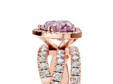 Rose gold Fancy Pink Heart Cut Diamond Halo Ring with Round Split Shank and Prong Setting_41