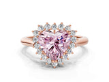 Rose gold Fancy Pink Heart  Cut Diamond Halo Ring with Solitaire Band and Prong Setting_53