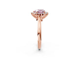 Rose gold Fancy Pink Heart  Cut Diamond Halo Ring with Solitaire Band and Prong Setting_55