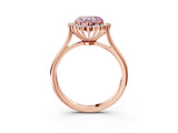 Rose gold Fancy Pink Heart  Cut Diamond Halo Ring with Solitaire Band and Prong Setting_56