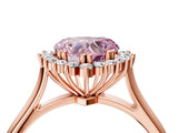 Rose gold Fancy Pink Heart  Cut Diamond Halo Ring with Solitaire Band and Prong Setting_57