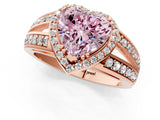 Rose gold Fancy Pink Heart Cut Diamond Halo Ring with Split Shank Pavé Band and Four-Prong Setting_1