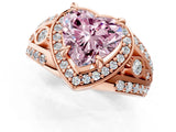 Rose gold Fancy Pink Heart Cut Diamond Halo Ring with Split Shank and Bezel Accents and Four-Prong Setting_1