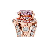Rose gold Fancy Pink Heart Cut Diamond Halo Ring with Split Shank and Bezel Accents and Four-Prong Setting_5