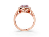 Rose gold Fancy Pink Heart Cut Diamond Halo Ring with Split Shank and Bezel Accents and Prong Setting_3